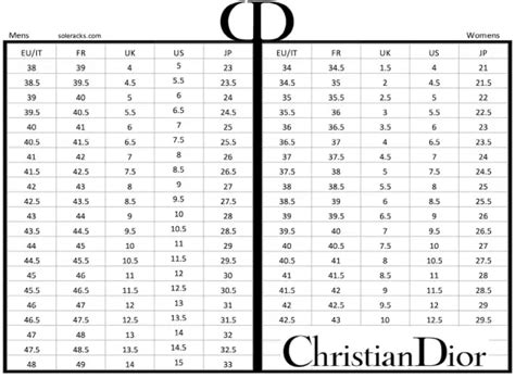 Dior size chart men